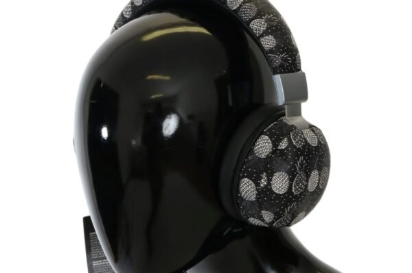 Black Pineapple Print Leather Headphones Alte