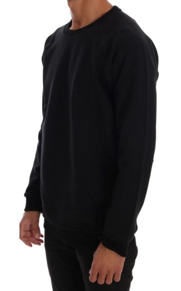 Black Crewneck Cotton Sweater Bluze