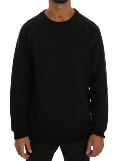 Black Crewneck Cotton Sweater Bluze