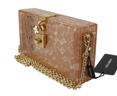 Beige Plexiglass Taormina Lace Clutch Borse Bag BOX Genți tip plic