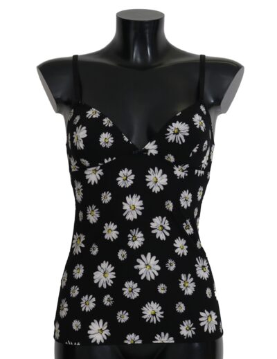 Black Daisy Print Dress Lingerie Chemisole Pijamale