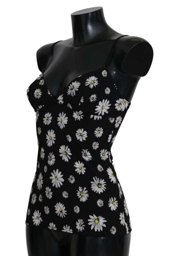 Black Daisy Print Dress Lingerie Chemisole Pijamale