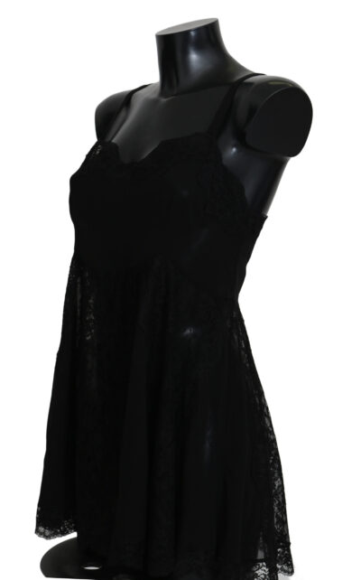 Black Silk Lace Dress Lingerie Chemisole Pijamale