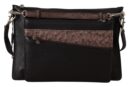 Beige Brown Canvas Leather Logo Shoulder Strap Bag Genți de umăr