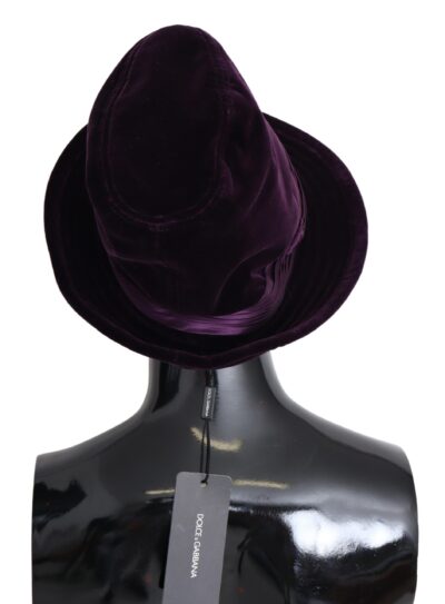 Purple Velvet Cotton Tall Fedora Capello Hat Accesorii