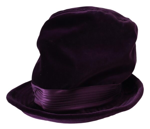 Purple Velvet Cotton Tall Fedora Capello Hat Accesorii