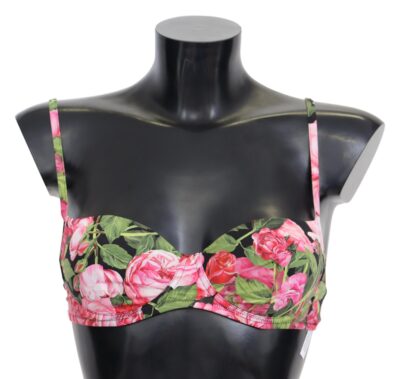 Pink Floral Print Swimsuit Beachwear Bikini Tops Costume de baie