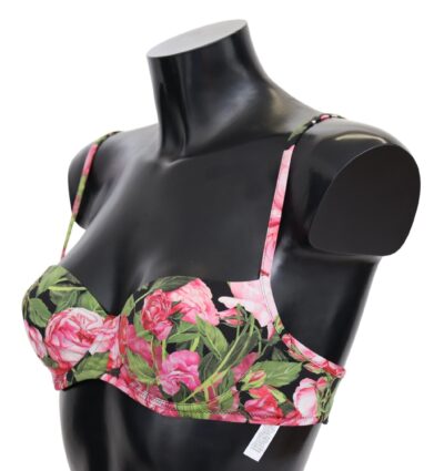 Pink Floral Print Swimsuit Beachwear Bikini Tops Costume de baie