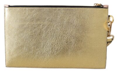 Bronze Leather Zip Small Pouch Bag Genți tip plic