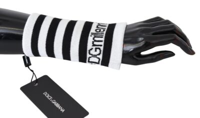 Black White Wool DGMillennials Wristband Wrap Mănuși