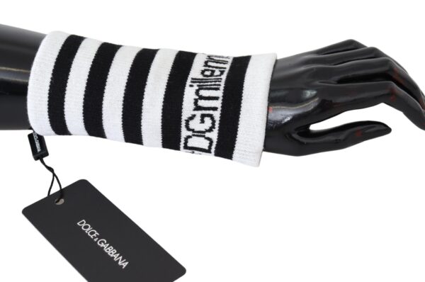 Black White Wool DGMillennials Wristband Wrap Mănuși