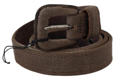 Brown Leather Logo Buckle Waist Belt Curele