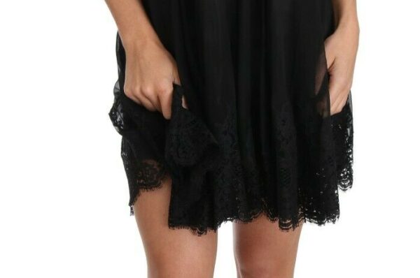 Black Silk Lace Dress Chemise Lingerie Pijamale