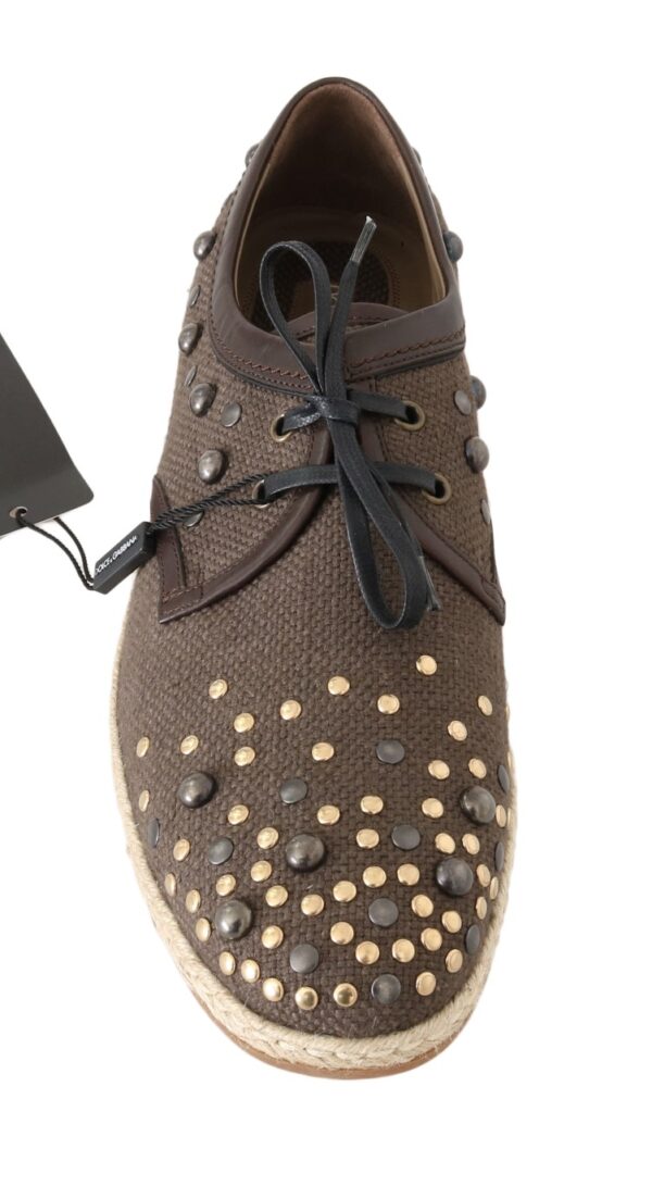 Brown Linen Leather Studded Casual Shoes Casual