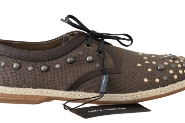 Brown Linen Leather Studded Casual Shoes Casual