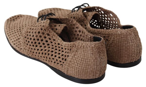 Beige Woven Suede Derby Leather Mens Shoes Casual