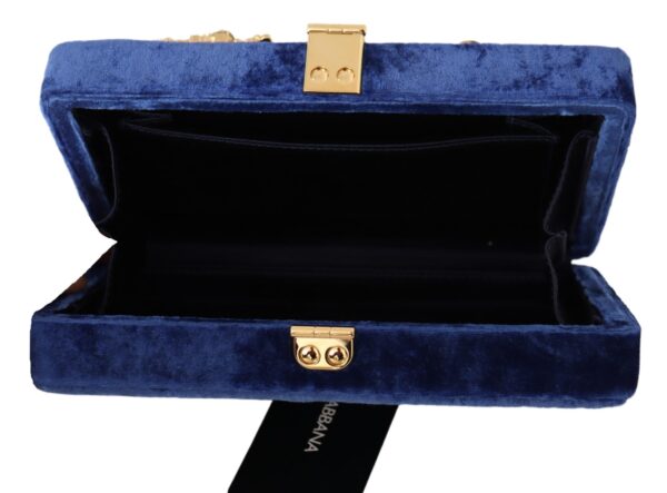Blue Velvet Crystals Evening Party Clutch Bag BOX Genți de seară