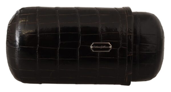 Brown Crocodile Leather Skin Cover Cigar Case Holder Accesorii din piele