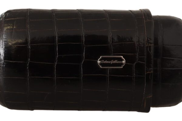 Brown Crocodile Leather Skin Cover Cigar Case Holder Accesorii din piele