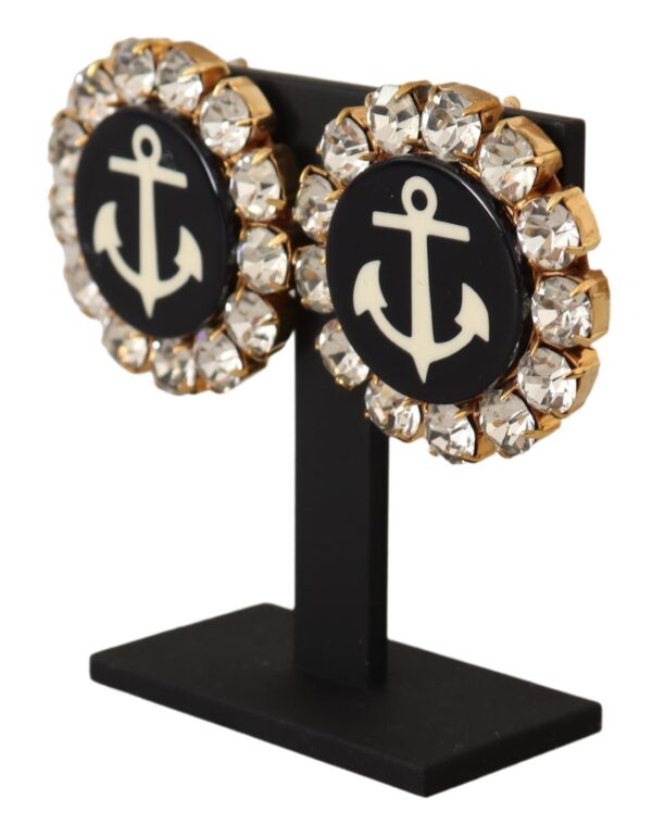 Gold Sailor Clear Crystal Clip On Earrings Cercei