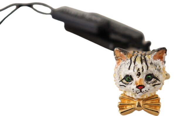 Gold Brass Resin Beige Bengal Cat Pet Branded Ring Inele