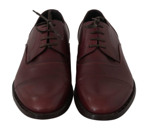Red Bordeaux Leather Derby Formal Shoes Formal