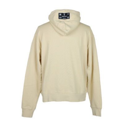 Beige Cotton Hooded Print Sweatshirt Bluze
