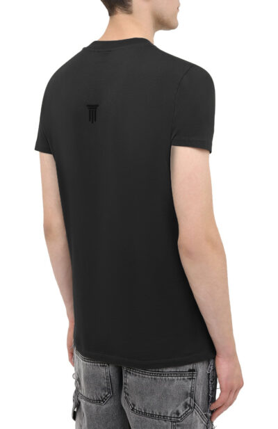 Black Cotton Print Crew Neck T-Shirt Tricouri