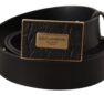 Black Leather Square Buckle Cintura Belt Curele