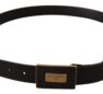 Black Leather Square Buckle Cintura Belt Curele