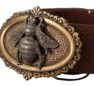Brown Leather Bee Buckle Cintura Belt Curele