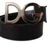 Black Leather DG Logo Buckle Cintura Belt Curele