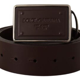 Brown Leather Square Buckle Cintura Belt Curele