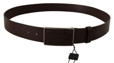 Brown Leather Square Buckle Cintura Belt Curele