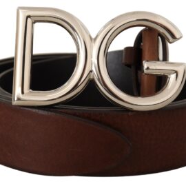 Brown Leather DG Logo Buckle Cintura Belt Curele