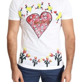 White Saint Valentine Print Cotton Men T-shirt Tricouri