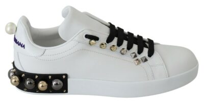 Sneakers Leather White Studded Classic Shoes Sneakers