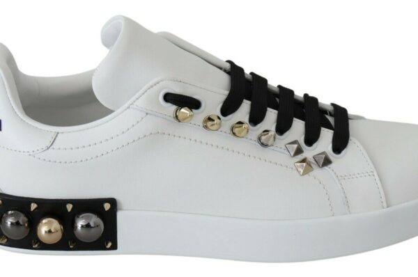 Sneakers Leather White Studded Classic Shoes Sneakers