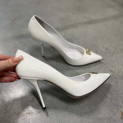 Pantofi cu toc albi D&G Femei