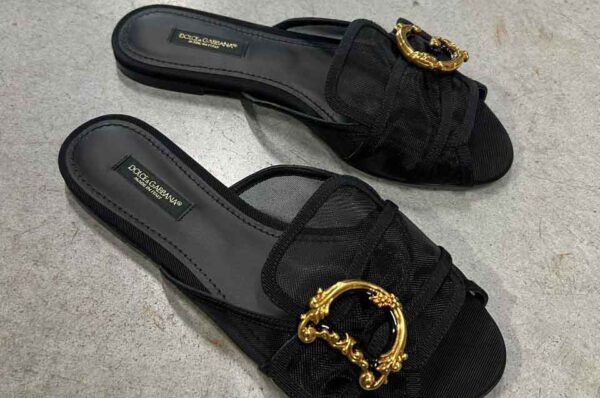 Sandale negre cu plasa D&G Femei